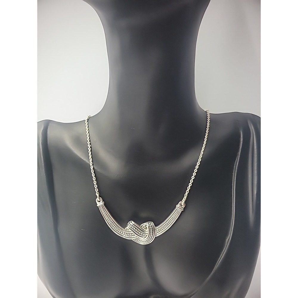 Vintage Necklace Silver Tone Knotted Pendant Chain Jewelry Costume‎